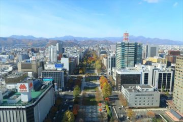 さっぽろテレビ塔から写した札幌の街並みの写真