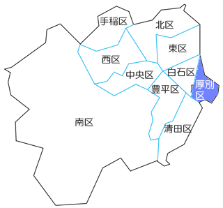 札幌市厚別区のマップ